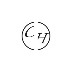 Poster - Unique Vector Circled Monogram Simple Logo CH Initial Alphabet Design Alphabet