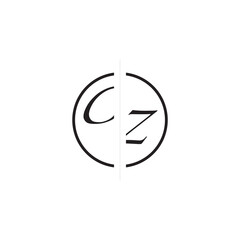 Poster - Unique Vector Circled Monogram Simple Logo CZ Initial Alphabet Design Alphabet