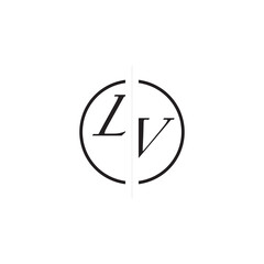 Poster - Unique Vector Circled Monogram Simple Logo LV Initial Alphabet Design Alphabet