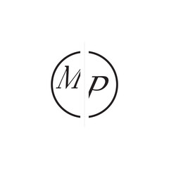 Poster - Unique Vector Circled Monogram Simple Logo MP Initial Alphabet Design Alphabet