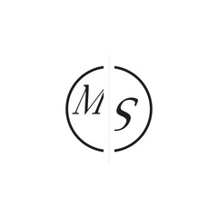 Poster - Unique Vector Circled Monogram Simple Logo MS Initial Alphabet Design Alphabet