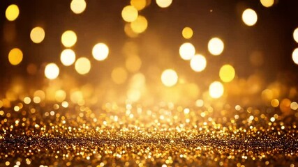 Poster - Sparkling golden glitter background with bokeh lights creating a festive atmosphere