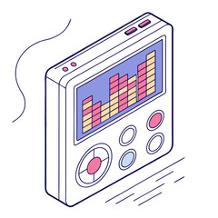 Fototapete - Illustration of a desktop computer displaying various graphs and charts on its screen interface view