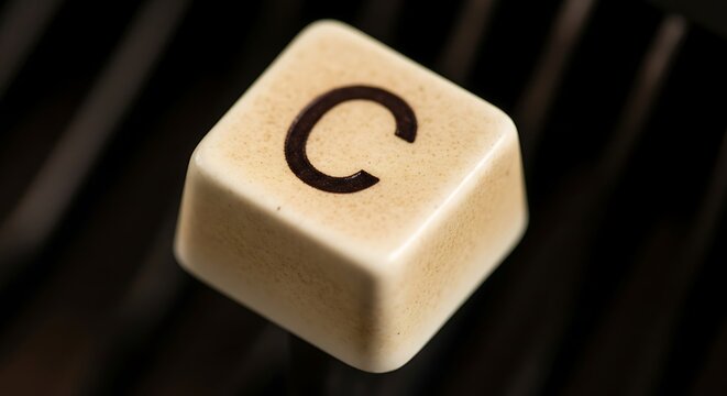 Close-up of 'C' Key on Vintage Typewriter