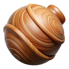 Poster - Digital illustration showcasing a close up of a stylized wooden sphere with concentric rings and a small spout in shades of brown isolated on a transparent background