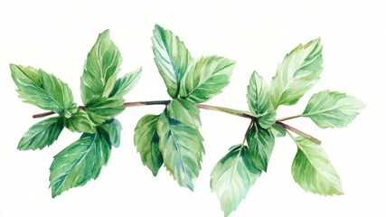 Aufkleber - A watercolor illustration of a plant with vibrant green leaves, suitable for use in illustrations, designs, and more
