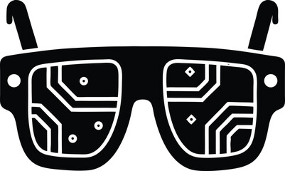 Fototapete - Augmented Vision: Futuristic glasses embody technological innovation, integrating circuits for immersive digital interaction. Capturing the essence of innovation.