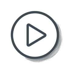 Poster - Dark gray play button icon with brush stroke circle