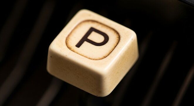 Close-up of 'P' Key on a Vintage Typewriter