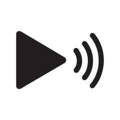 Poster - Black play button with radiating sound waves audio