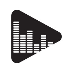 Poster - Black play button with white equalizer bars audio sound