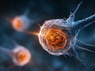 Fototapete - 3d rendering of Human cell or Embryonic stem cell microscope background generated image