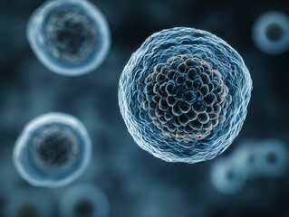 Fototapete - 3d rendering of Human cell or Embryonic stem cell microscope background generated image