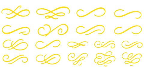 Wall Mural - Line ornament flourish calligraphy swirl set. Elegant flourish divider, underline and scroll swash wedding font, label or accent. Line art swirl, chalk flourish, vintage ornament. Vector illustration