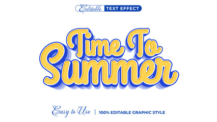 Poster - time to summer text style effect template editable text effect