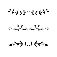 Aufkleber - Gold text dividers doodle set. Wedding decorative elements. ornament, borders, floral, vintage line separators. Hand drawn vector illustration isolated on white background. Set page dividers.
