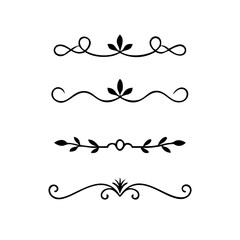Aufkleber - Gold text dividers doodle set. Wedding decorative elements. ornament, borders, floral, vintage line separators. Hand drawn vector illustration isolated on white background. Set page dividers.
