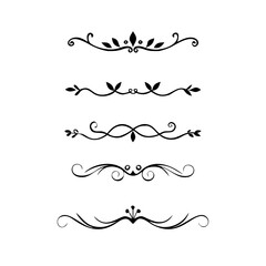 Aufkleber - Gold text dividers doodle set. Wedding decorative elements. ornament, borders, floral, vintage line separators. Hand drawn vector illustration isolated on white background. Set page dividers.
