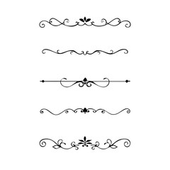 Aufkleber - Gold text dividers doodle set. Wedding decorative elements. ornament, borders, floral, vintage line separators. Hand drawn vector illustration isolated on white background. Set page dividers.

