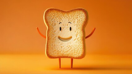 Poster - A slice of bread with a cheerful expression and limbs, perfect for illustration or design