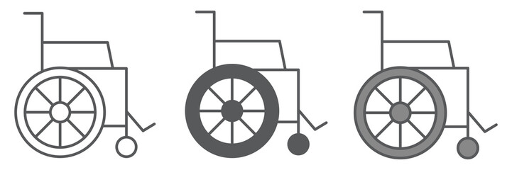 Poster - Wheelchair icon collection, disability and help, wheelchair sign vector set graphics, editable stroke linear icon, eps 10