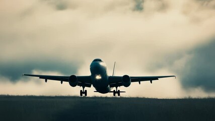 Aufkleber - A commercial airliner soaring through the clouds, great for travel or aviation-themed projects