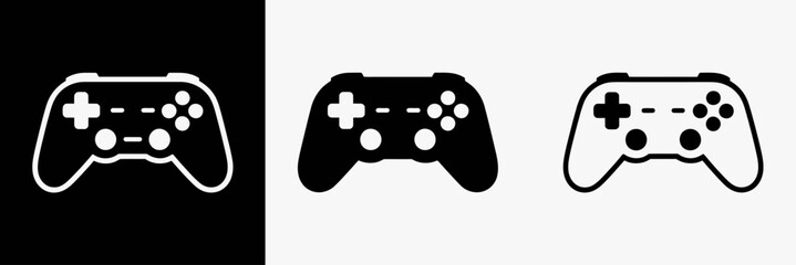 Fototapete - Gaming Controller Icons Black, White, and Variations for Game Design