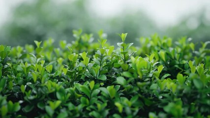 Aufkleber - A close-up shot of a bush with healthy green leaves