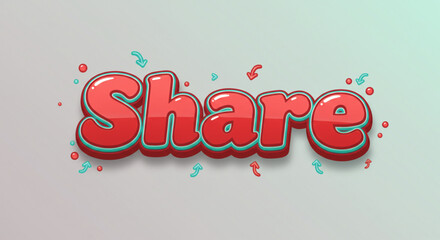 Poster - Bold 3D Share Text Effect  Vibrant Red and Teal Design