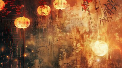 Aufkleber - A collection of lanterns suspended from the ceiling, ideal for use in decorations or event displays