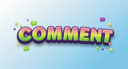Poster - Colorful 3D Comment Text Effect  Design Template for Social Media and Websites