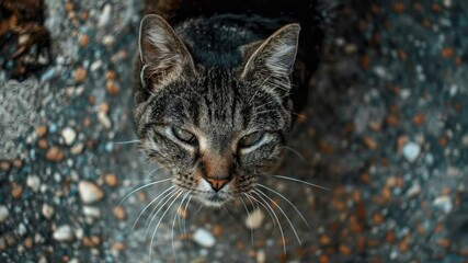 Aufkleber - A close-up shot of a curious cat staring straight at the viewer