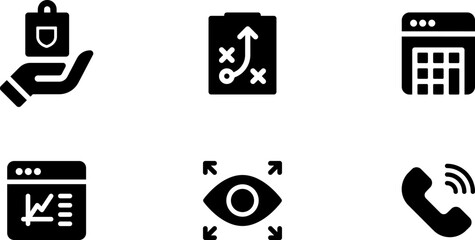 Fototapete - Modern Rounded Filled Marketing Growth Icon Set