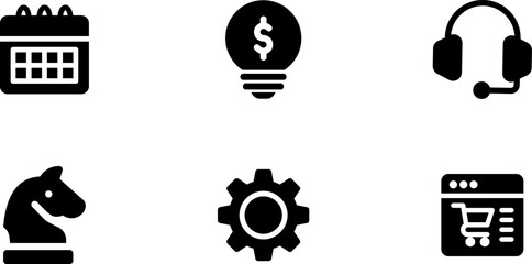 Fototapete - Modern Rounded Filled Marketing Growth Icon Set