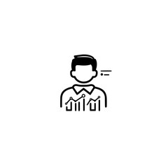 Poster - Businessman Standing with Growth Chart Vector Illustration for Finance and Success Concept