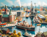 Detailed Model Ship Harbor Miniature Cityscape Photography