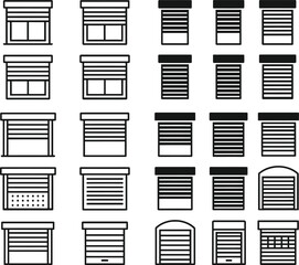 Fototapete - Black and white icon set collection of business office and technology symbols