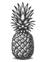 Wall Mural - pineapple sketch engraving generative ai fictional character vector illustration. scratch board imit