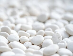 Poster - Close-up Macro Shot of Smooth White Gravel on a Soft Ground Surface