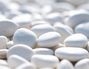 Poster - Close Up Macro Shot of Smooth White Gravel on Ground Surface