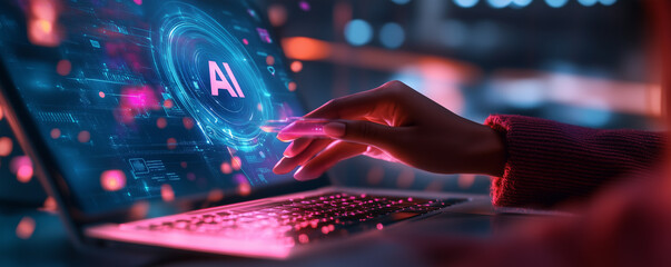 Person using a laptop Ai concept
