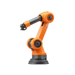 Poster - Advanced robotic arm with orange finish for industrial automation in manufacturing and assembly processes Transparent background or PNG