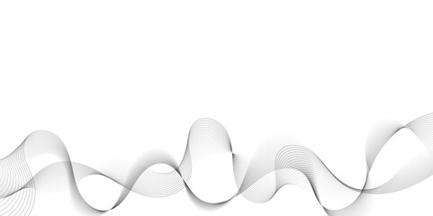 Poster - Abstract grey, white smooth element swoosh speed wave modern stream background. Wave with lines created using blend tool. Abstract frequency sound wave lines and twisted curve lines background.	
