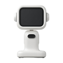 Poster - Minimalist robotic device with a square display and adjustable stand, modern technology for various applications Transparent background or PNG