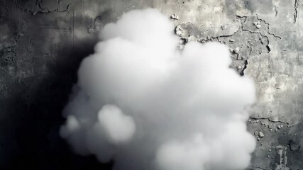Poster - A hole in a concrete wall with smoke escaping, potentially indicating an emergency or distress situation