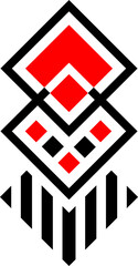 Poster - Red and Black geometric designs.