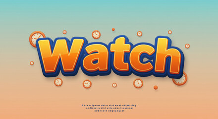 Poster - Bold 3D Watch Text Effect Design with Clocks