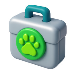 Poster - 3d icon in plastic style representing a pet care theme with a paw print on a soft case, suitable for branding or digital illustrations