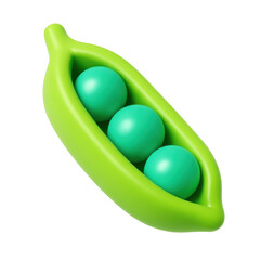 Poster - 3d icon of a green pod containing three blue spheres in a plastic style, showcasing a playful and modern design with vibrant colors and smooth textures.