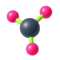 Poster - 3d icon of a molecular structure in vibrant plastic style with colorful atoms representing scientific concepts and education in chemistry, ideal for digital design and illustrations.